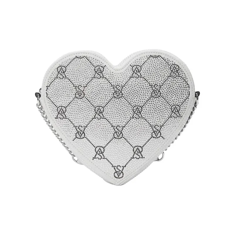 Victoria's Secret Fabric Heart-Shaped Crossbody Bag Women's Silver-1