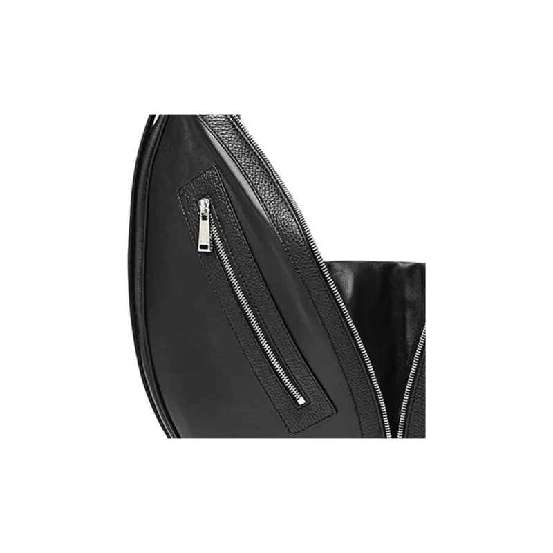 FANSIZHE Repeat Series Cow Leather Casual Hobo Bag Handbag Shoulder Bag Large Size Men's Black-3