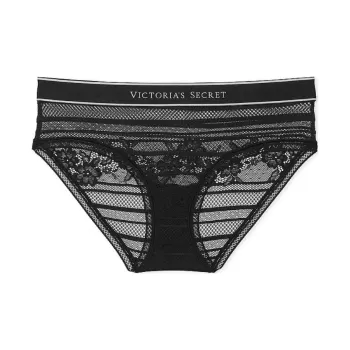 Victoria's Secret Cotton Logo Cotton Hiphugger Panty / Black Underpants Women's 1 Pack Black