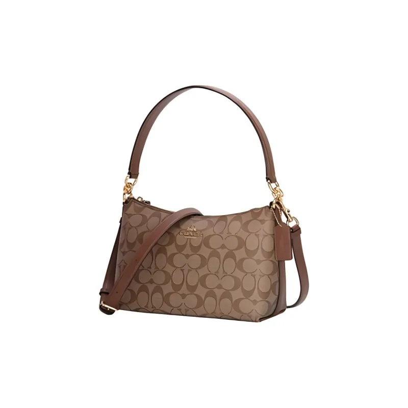 COACH Lewis Leather Shoulder Bag Crossbody Bag Handbag Medium Size Women's Khaki Monogram Color-2