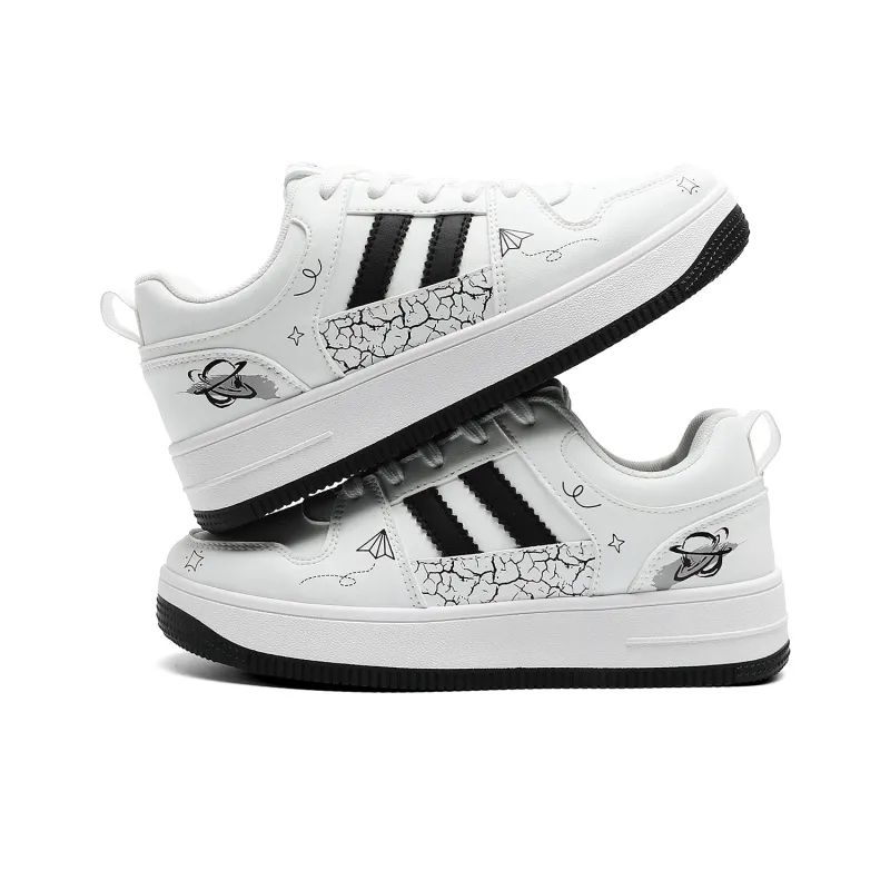 Pepe The Frog Skateboard Shoes Unisex Low Top Classic Black White/Pink/Raw White-2