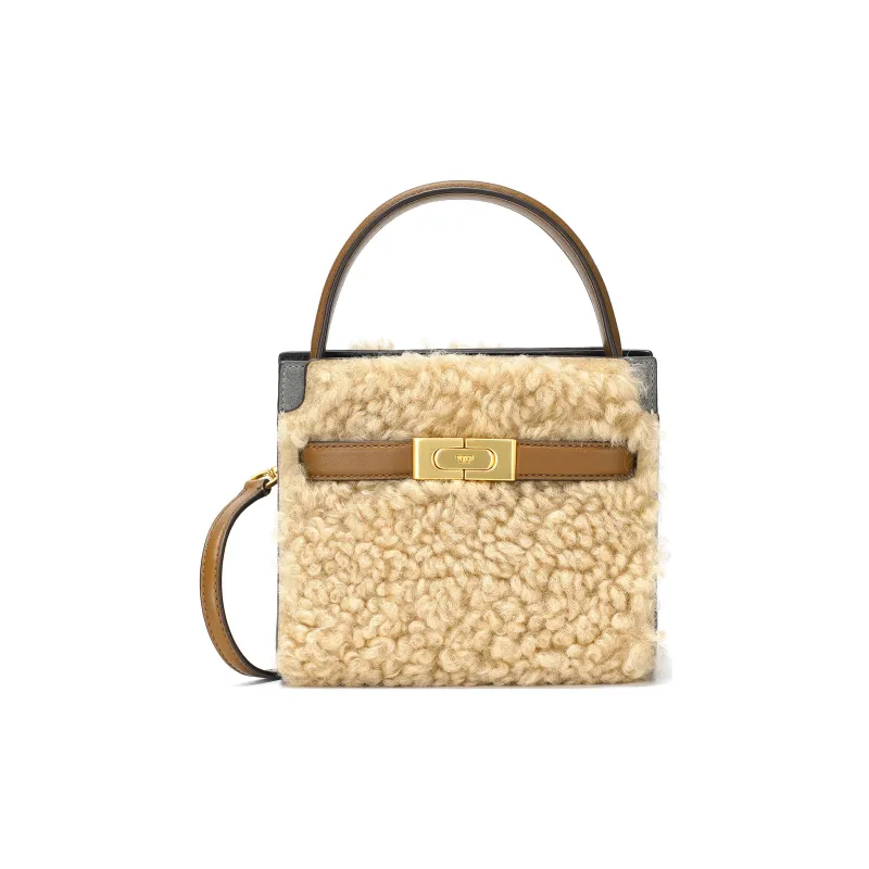 TORY BURCH Lee Radziwill Leather Shoulder Bag Crossbody Bag Handbag Small Size Women's Beige-0
