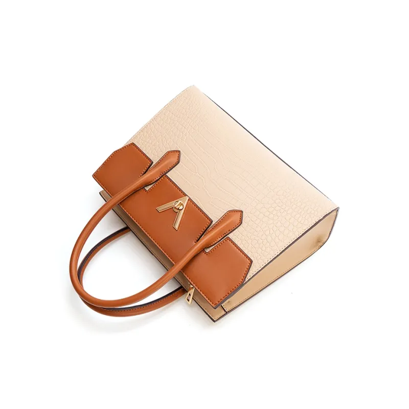 Vigno Synthetic Leather Portable Tote Bag Shoulder Bag Crossbody Bag Regular Women's Apricot-2