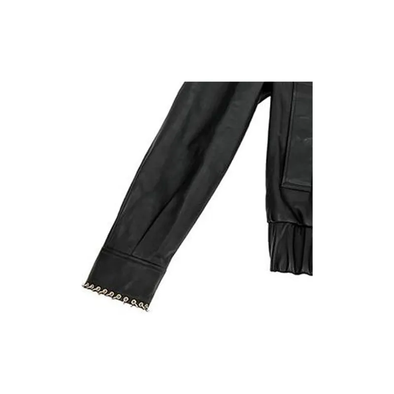 Burberry Leather Jacket Women's Black-3