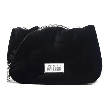 Maison Margiela Glam Slam Velvet With Viscose Leather With Cupro Handbag, Shoulder Bag Medium Size Women's Black