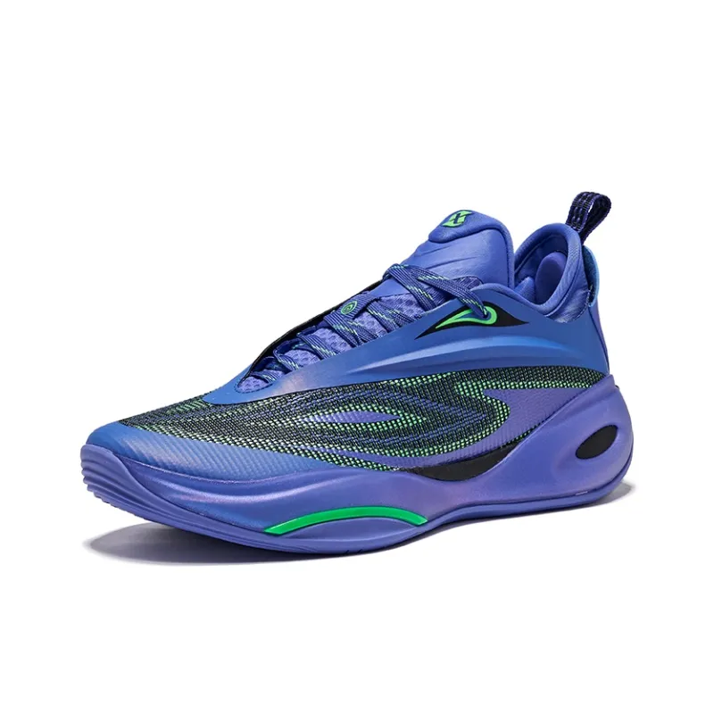 Erke Cushioning Anti Rollover Slip Resistant Low Top Basketball Shoes Men's Peacock Color Scheme-2