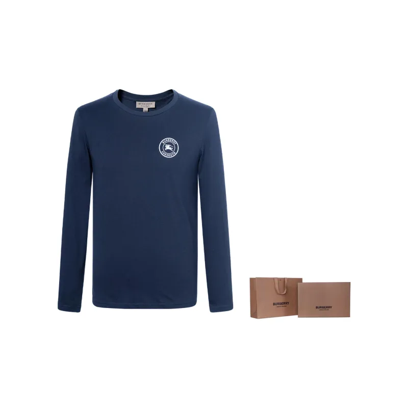 Burberry Embroidered Logo Cotton Long Sleeve T shirt-8