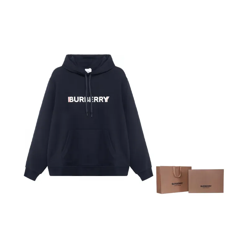 Burberry Women's Logo Print Hooded Sweatshirt Black-9