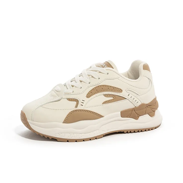 Babaya Anti Slip Wear Resistant Low Top Chunky Sneakers Women's Ecru-1