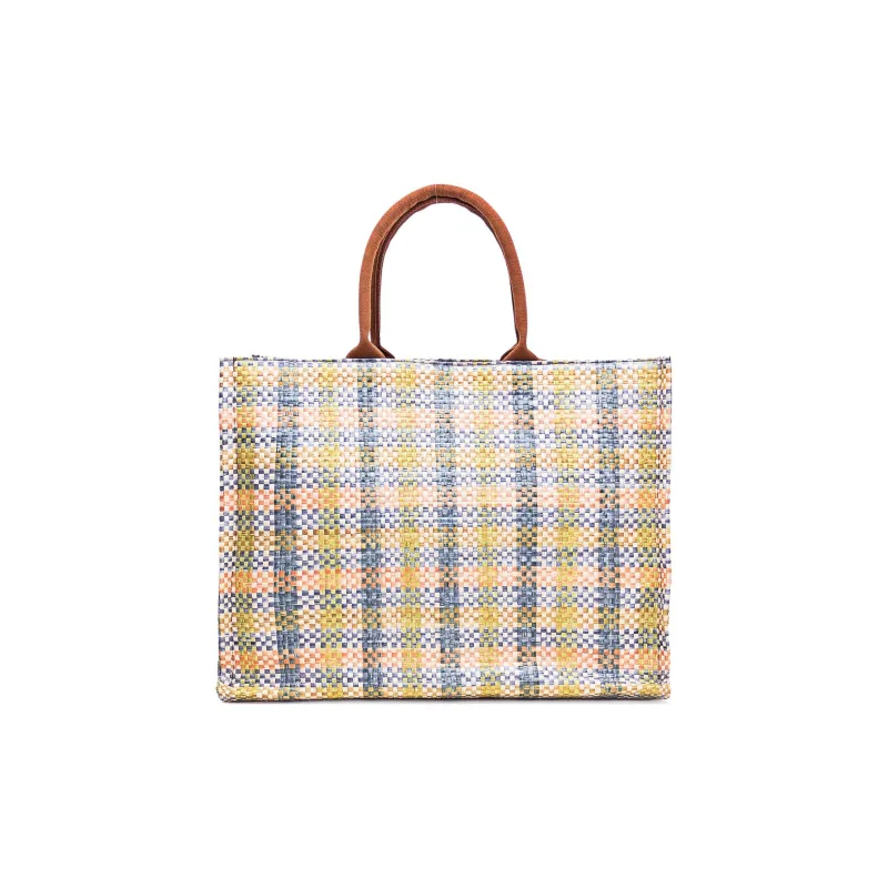 MARNI Small Checked Basket Tote Bag-3