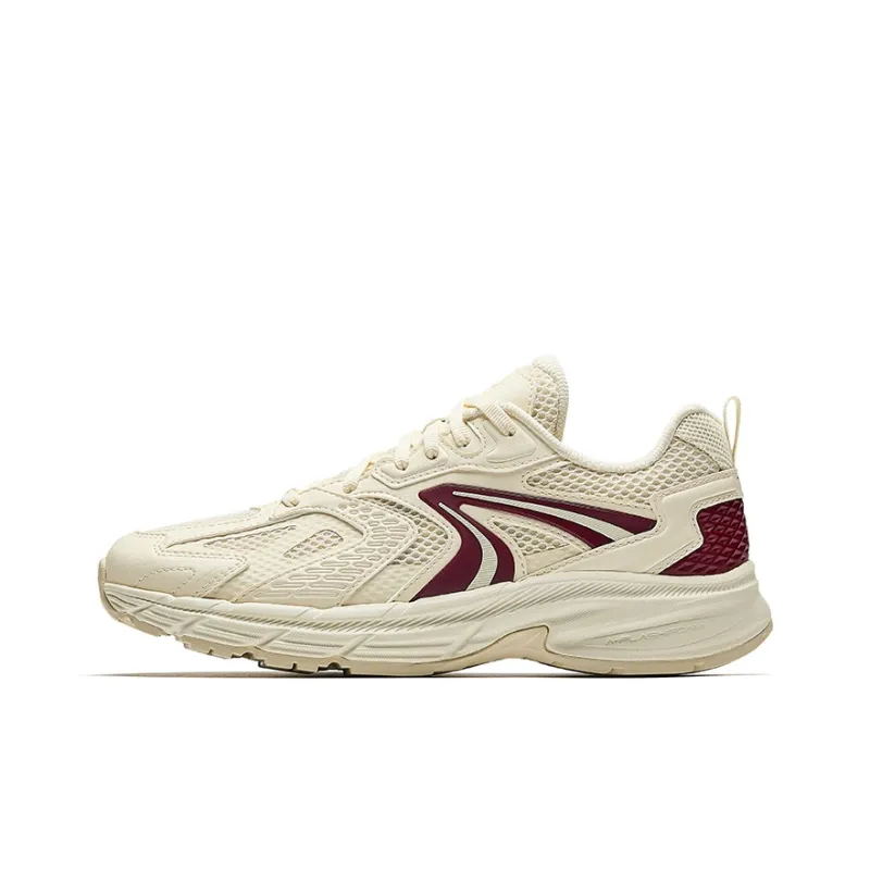 Anta Cushioning, Slip Resistant, And Abrasion Resistant Low Top Casual Running Shoes Unisex Beige Red-0