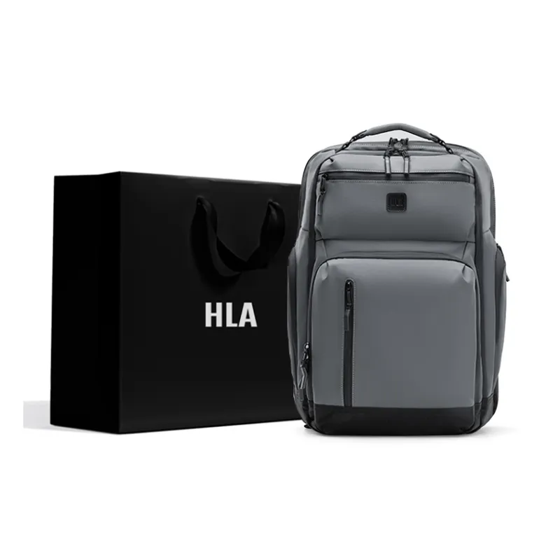 HLA Membrana Dermalis Backpack Travel Bag Backpack Men's Gray-5