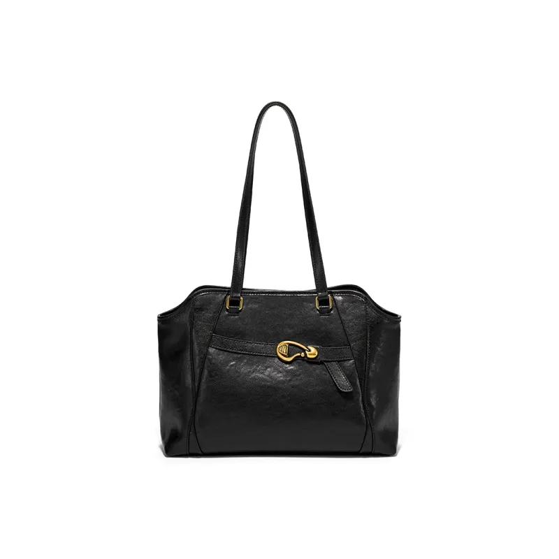 Simedin Cowhide Split Leather Tote Shoulder Bag Large Size Women's Coffee/Deep Black-11