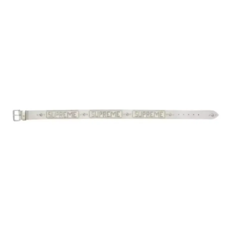 Supreme Stud Leather Belts Unisex White --1
