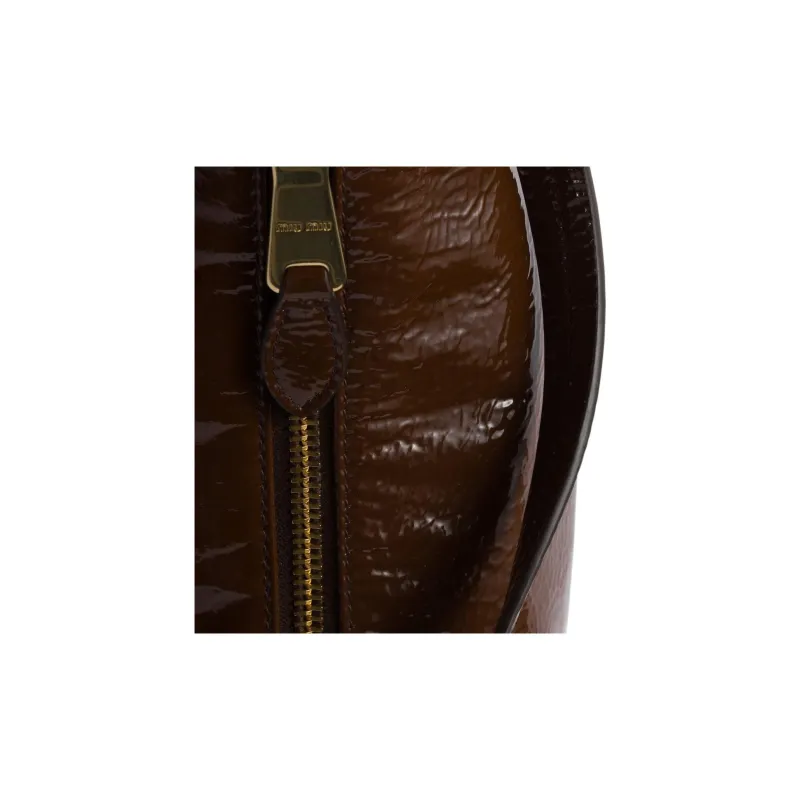 MIU MIU Naplak Lambskin Handbag Women's Yellow Sandalwood-4