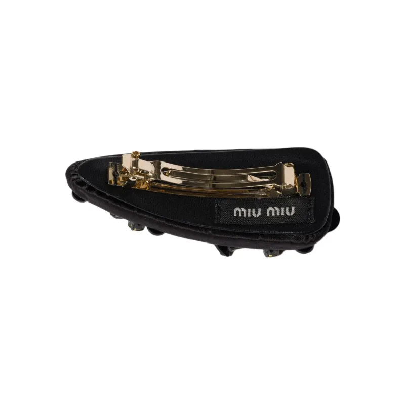 MIU MIU Silk Hair Clips Unisex Black-1