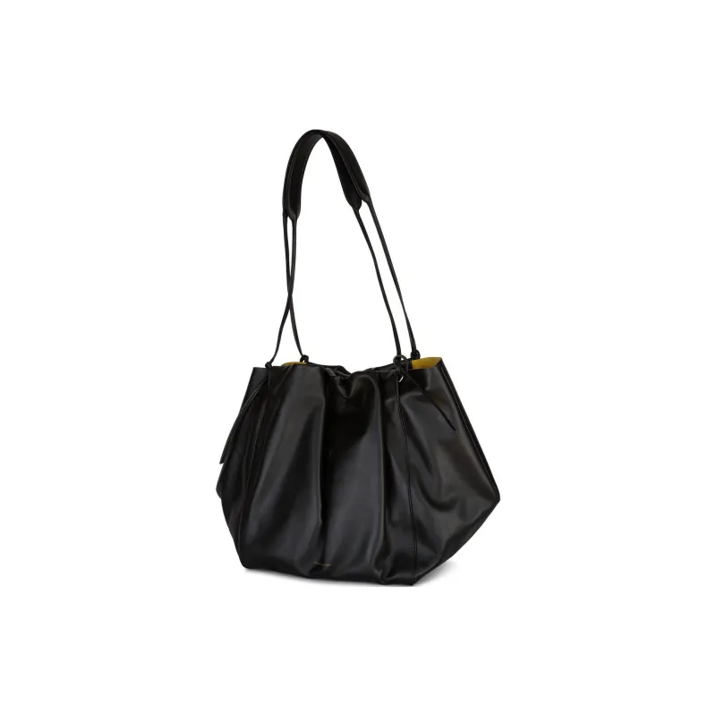 DRIES VAN NOTEN Logo Printed Ruched Shoulder Bag-1