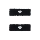 1 Pair Black (Square Heart Beads) 000309