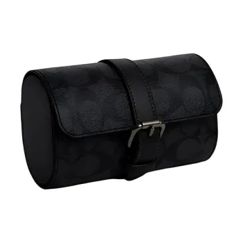 COACH Artificial Leather With Cow Leather Wrist Watches Storage Bags Unisex Charcoal Black