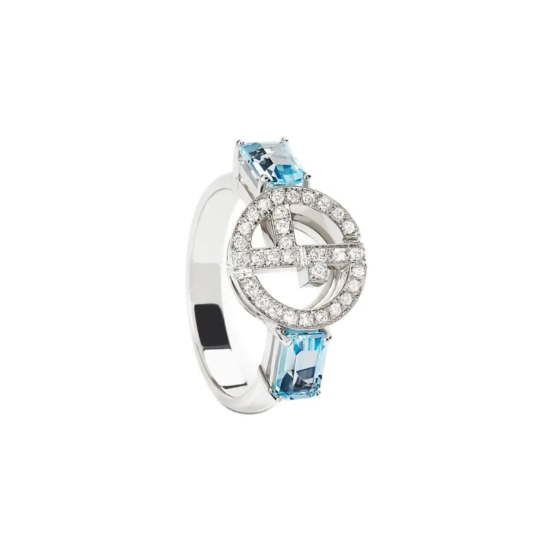 GIORGIO ARMANI 18K White-gold Diamond-and-topaz Borgonuovo Ring-0
