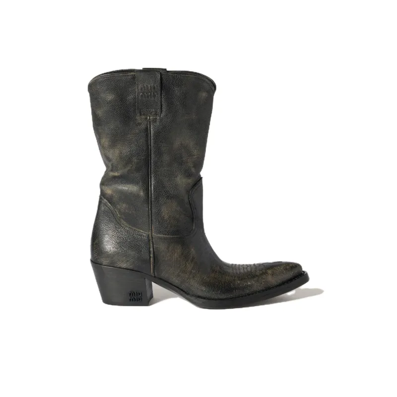 MIU MIU Texan Ankle Boots 4.5cm Women's Brown-1