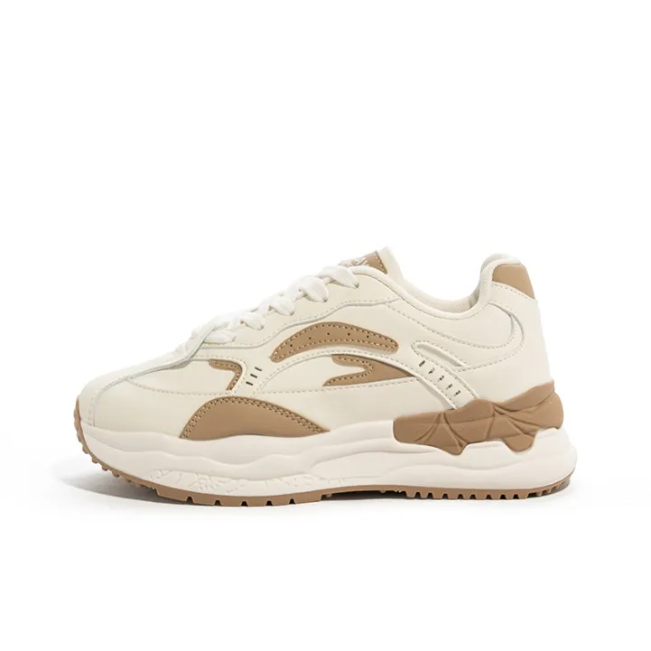Babaya Anti Slip Wear Resistant Low Top Chunky Sneakers Women's Ecru-0