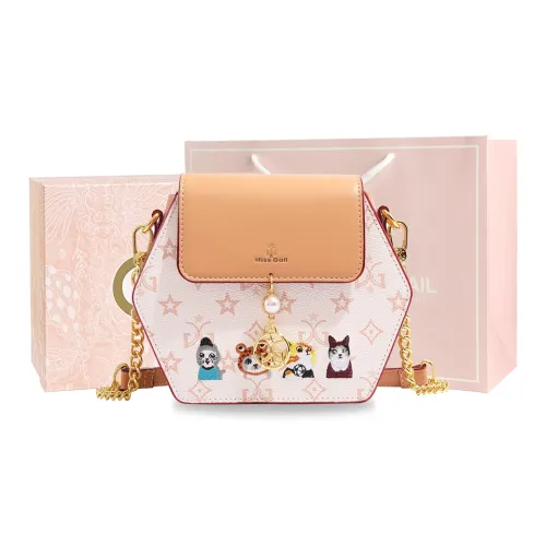 MISS GAIL Artificial Leather Crossbody Bag Women's White/Brown