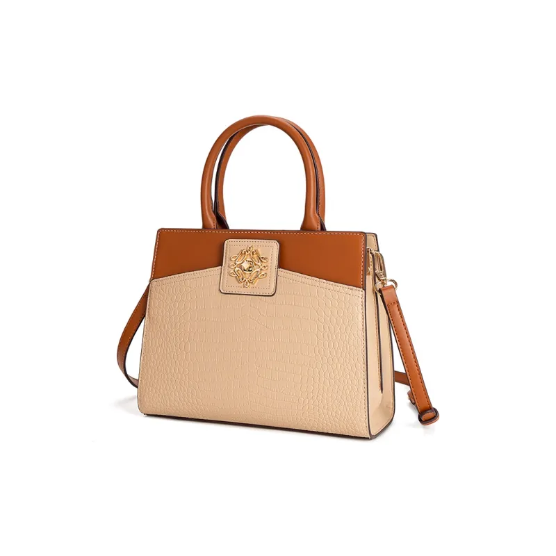 Vigno Synthetic Leather Handbag One Shoulder Crossbody Tote Pack Regular Women's Apricot-1