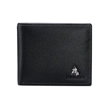 POLOMEISDO Top Grain Cow Leather Men's Wallet Regular Men's Black