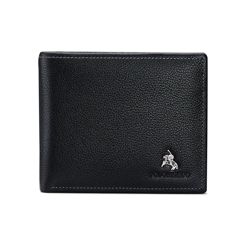 POLOMEISDO Top Grain Cow Leather Men's Wallet Regular Men's Black-0