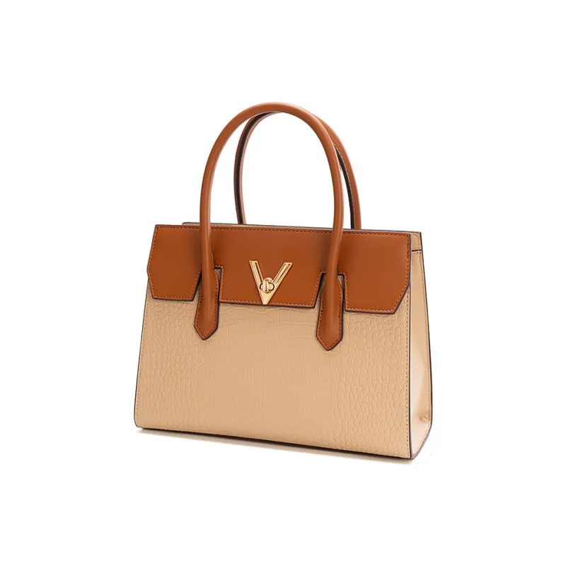 Vigno Synthetic Leather Portable Tote Bag Shoulder Bag Crossbody Bag Regular Women's Apricot-1