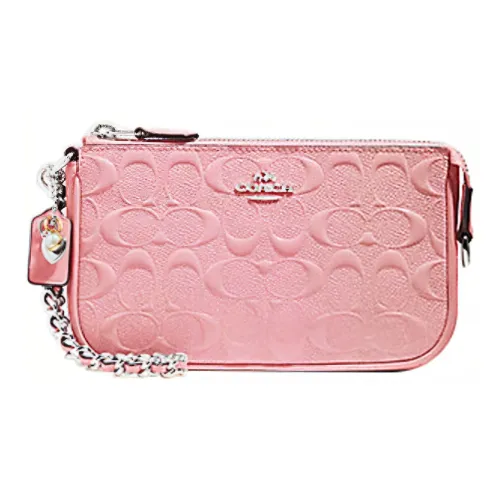 COACH Wristlet Leather Mahjong Shoulder Bag Clutch Women's Cherry Blossom Pink