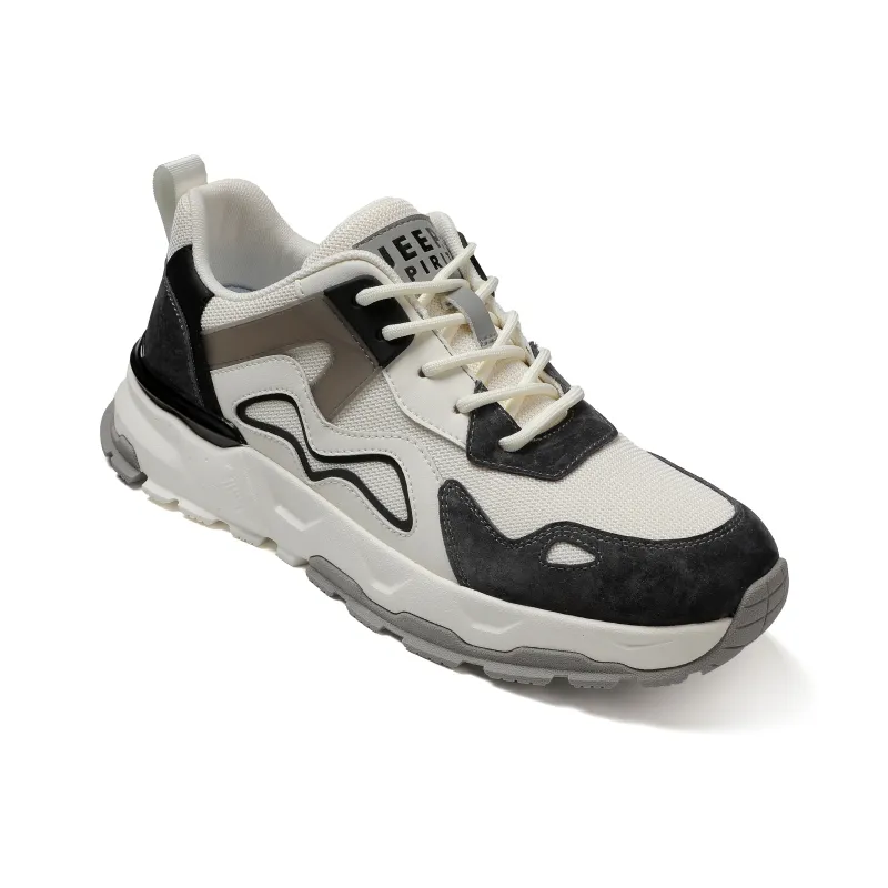 JEEP SPIRIT Chunky Sneakers Men Low Top Moon Dust Gray-3