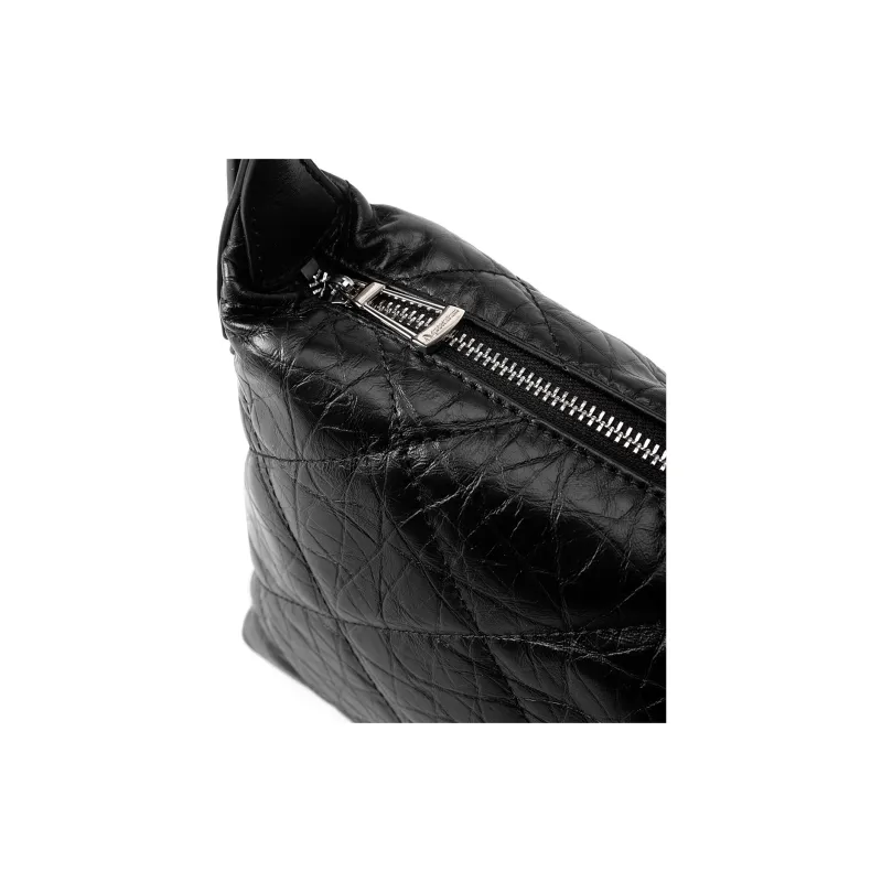 AQUASCUTUM Top Grain Cow Leather Shoulder Bag Women's Black-7