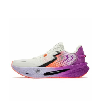 361° Wear Resistant Rebound Slip Resistant Low Top Carbon Plate Sprint Casual Running Shoes Men's White Orange Purple