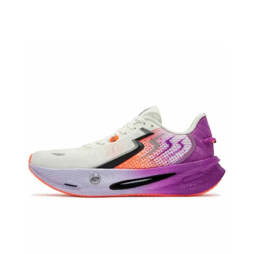 361° Wear Resistant Rebound Slip Resistant Low Top Carbon Plate Sprint Casual Running Shoes Men's White Orange Purple