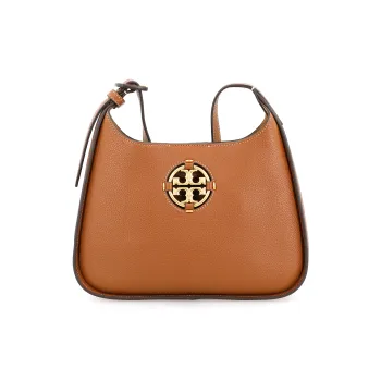 TORY BURCH Miller Litchi Grain Leather Shoulder Bag Crossbody Bag Small Size Women's Brown