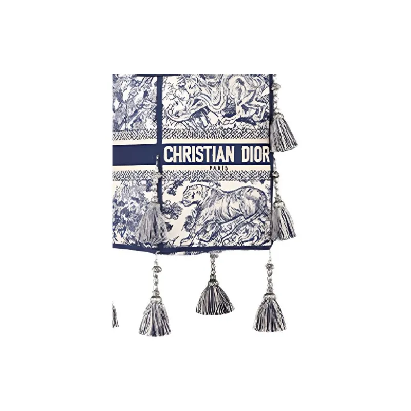 DIOR D-Bubble Collection Fringe Decoration Fabric Bucket Bags Shoulder Bags Handbags Regular Women's Blue-4
