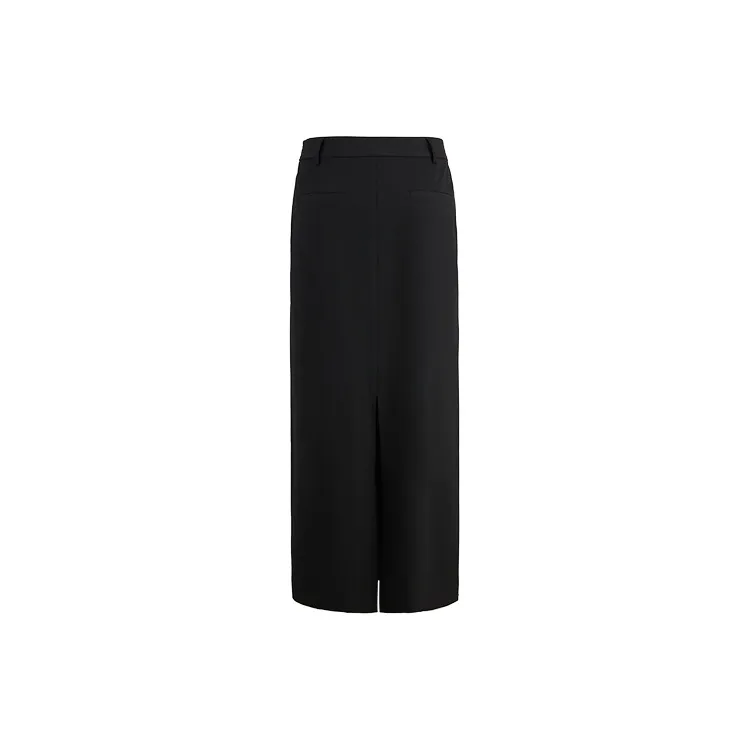 URBAN REVIVO Casual Long Skirt Women's Jet Black-1