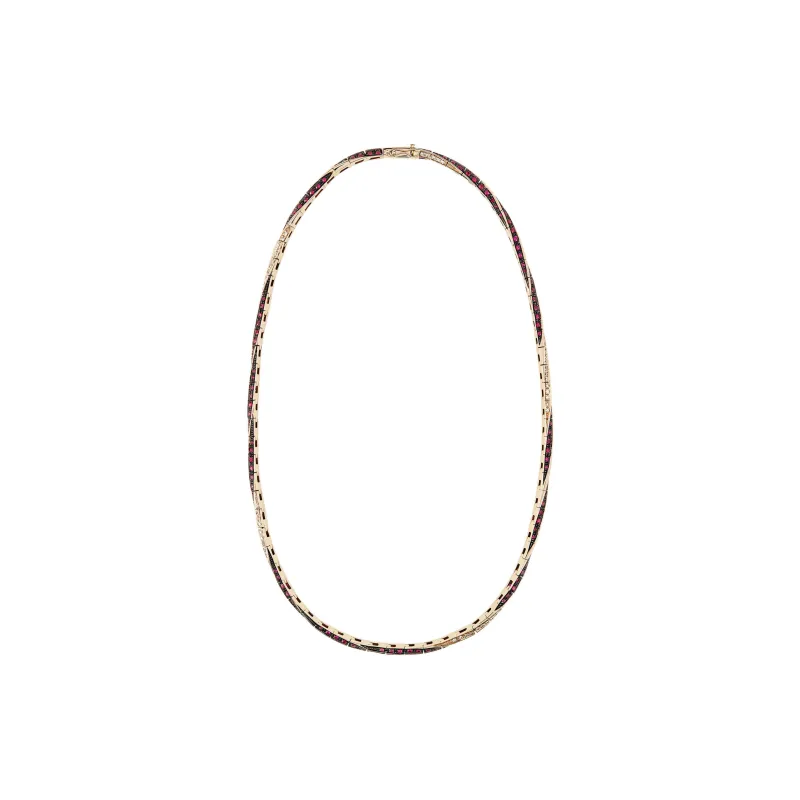 GIORGIO ARMANI 18K White gold Diamond and ruby Circle Necklace-0