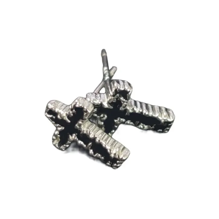 Sanpowa 925 Sterling Silver, Glue Drip Stud Earrings Men's-0