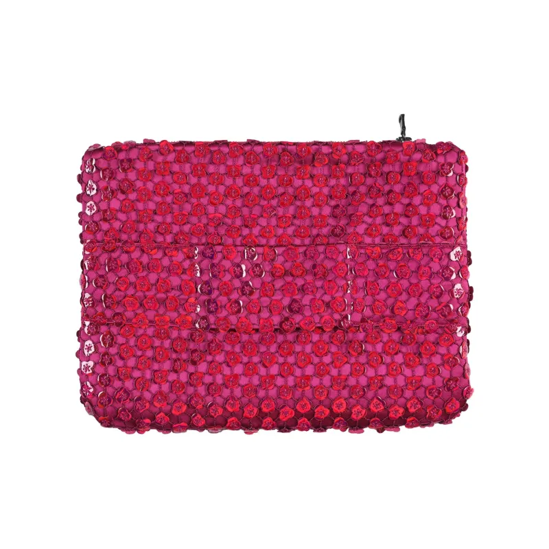 Gemy Maalouf Embroidered Leather Clutch Women's Fuchsia-1