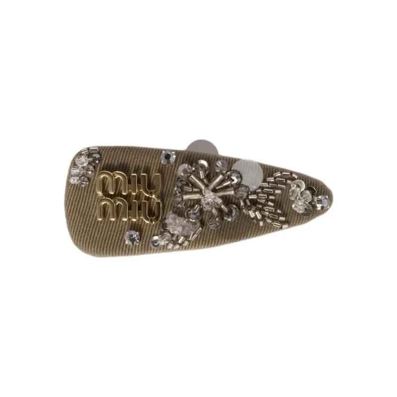 MIU MIU Lambskin Hair Clips Unisex Tundra-0
