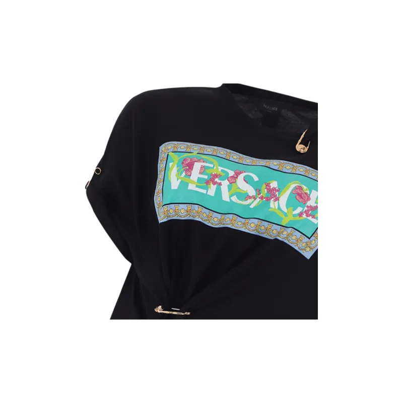 VERSACE Short Sleeved Dresses Women's Black-3