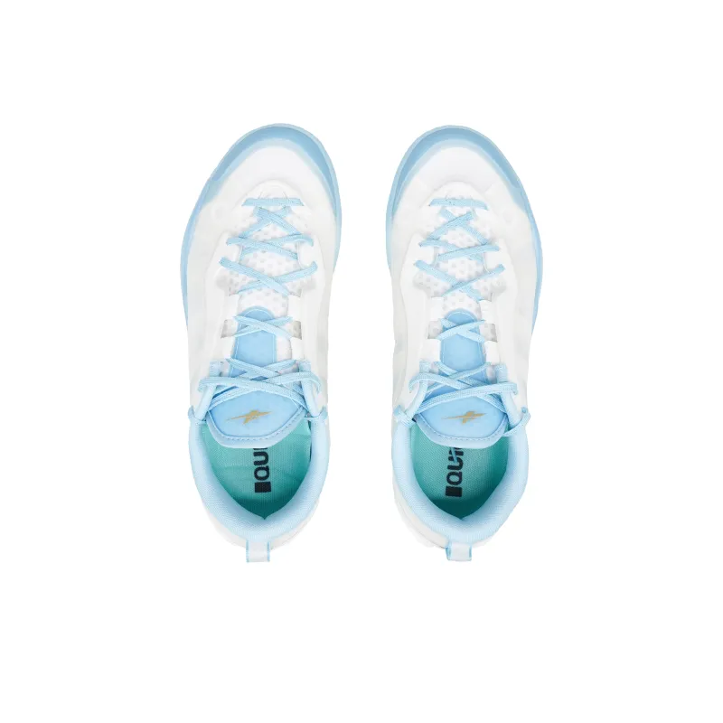 Serious Player Only Player 1 Shock Absorbers Slip Resistant Breathable Low Top Basketball Shoes Unisex White Blue-2