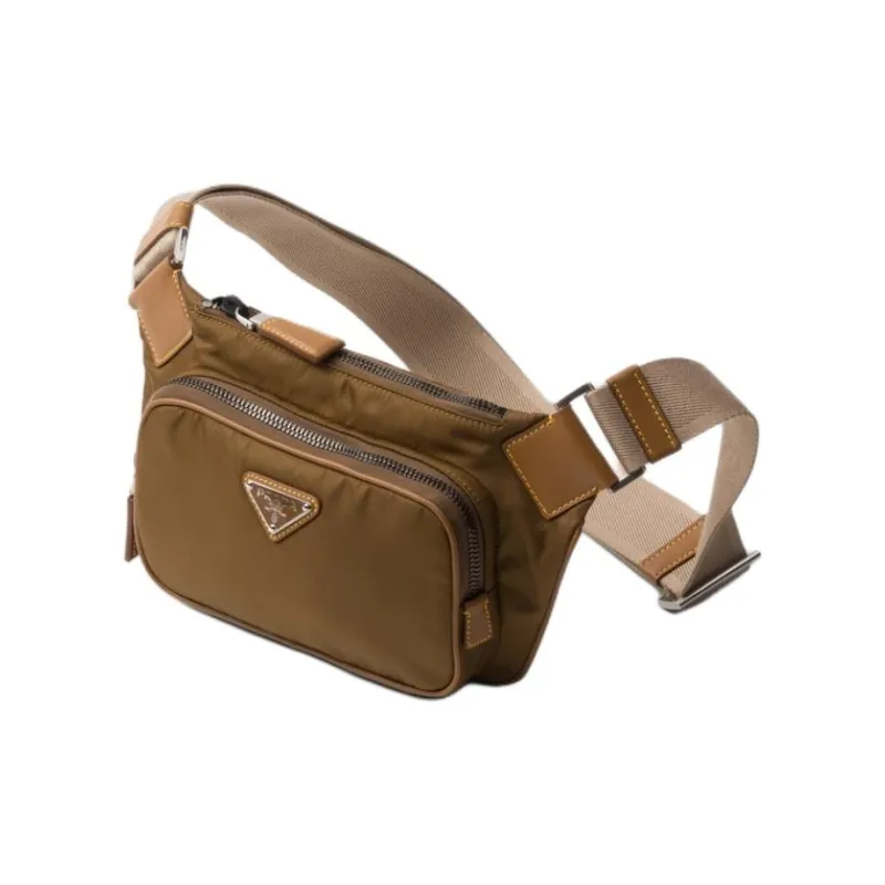 PRADA Recycled Nylon Crossbody One Shoulder Fanny Pack Men's Brown-1