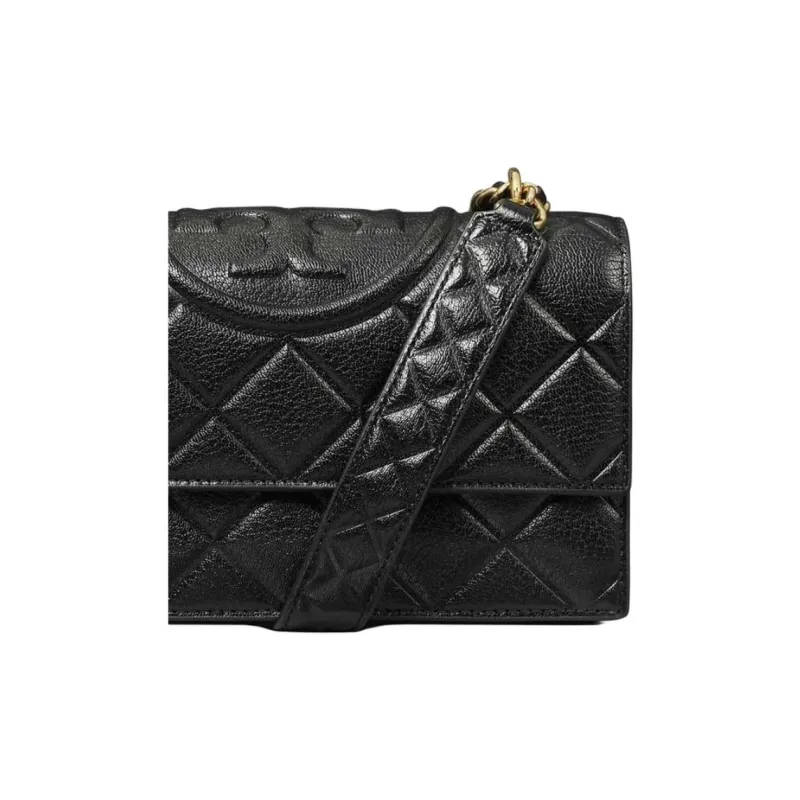 TORY BURCH Fleming Leather Crossbody Bag, Shoulder Bag Trumpets Women's Black-3
