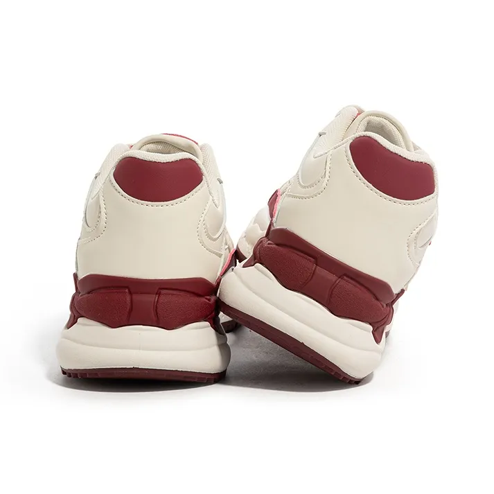 BABAYA KIDS Anti Slip Wear Resistant Low Top Chunky Sneakers Women's White Burgundy-5