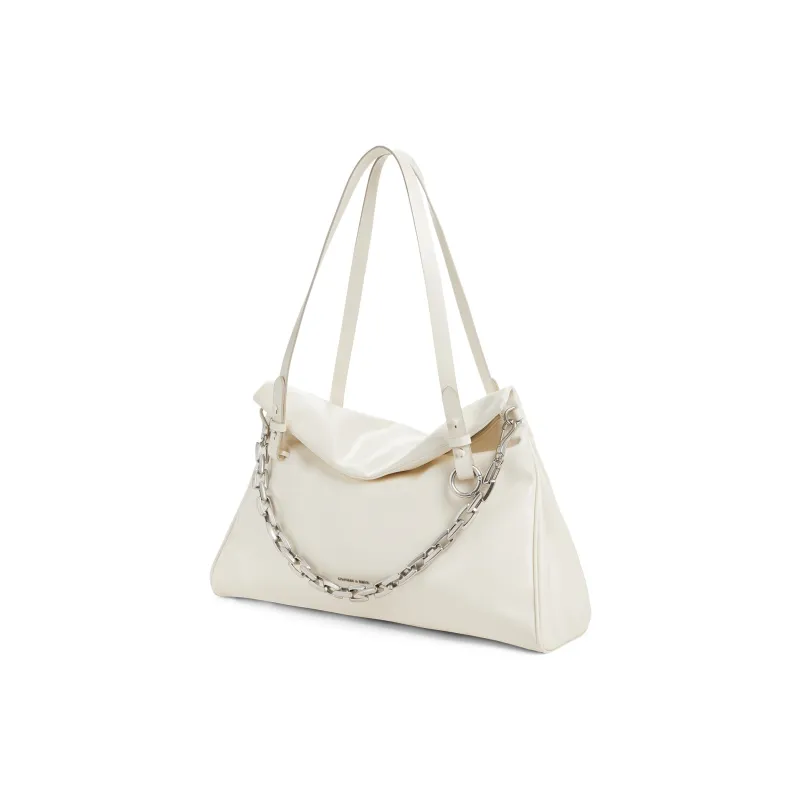 CHARLES&KEITH PU Shoulder Bag Large Size Women's Cream Milk White-1