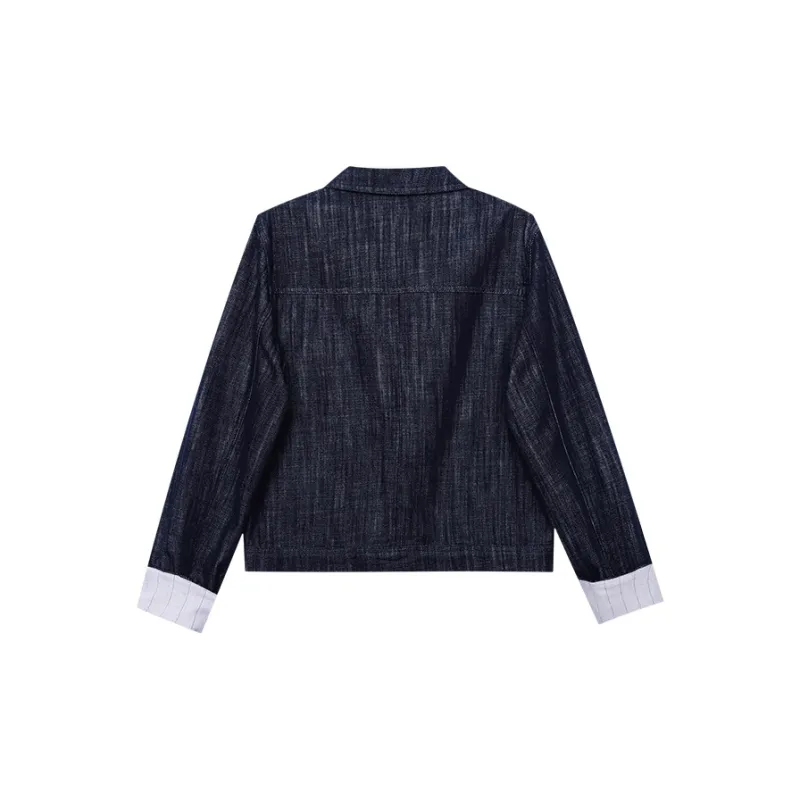 CHARM PICK Denim Jacket Women's Dark Blue-1